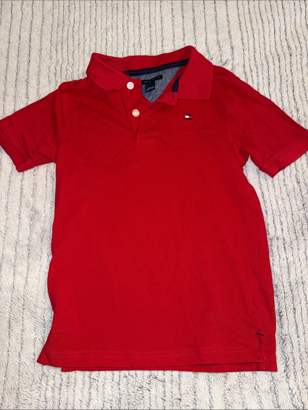 Tommy Hilfiger Red Boys Polo Shirt with Chest Flag